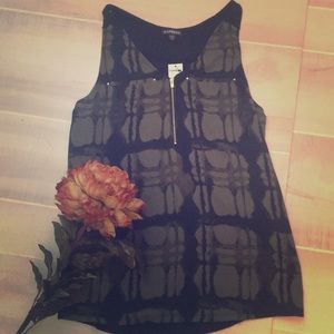 NWT- Express olive and black sleeveless blouse!